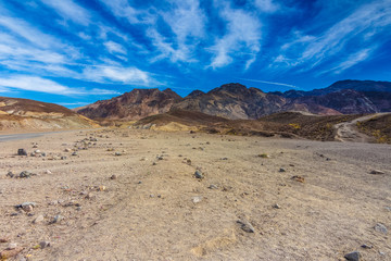 Fototapeta na wymiar Artist's Drive through the desert of Death Valley.