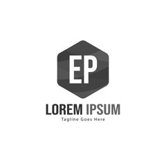 Initial EP logo template with modern frame. Minimalist EP letter logo vector illustration