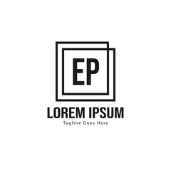 Obraz premium Initial EP logo template with modern frame. Minimalist EP letter logo vector illustration