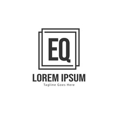 Initial EQ logo template with modern frame. Minimalist EQ letter logo vector illustration