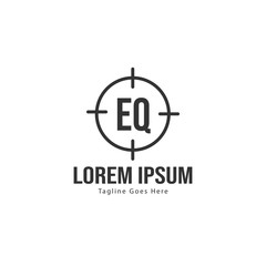 Initial EQ logo template with modern frame. Minimalist EQ letter logo vector illustration