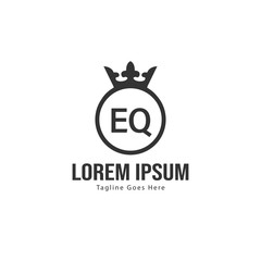 Initial EQ logo template with modern frame. Minimalist EQ letter logo vector illustration