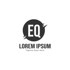 Initial EQ logo template with modern frame. Minimalist EQ letter logo vector illustration