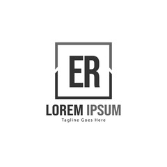Initial ER logo template with modern frame. Minimalist ER letter logo vector illustration