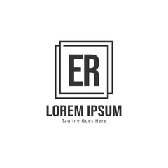 Obraz premium Initial ER logo template with modern frame. Minimalist ER letter logo vector illustration