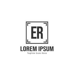 Initial ER logo template with modern frame. Minimalist ER letter logo vector illustration