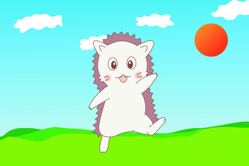 Vector illustration of smiling hedgehog.