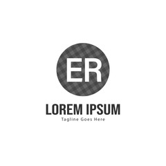 Initial ER logo template with modern frame. Minimalist ER letter logo vector illustration