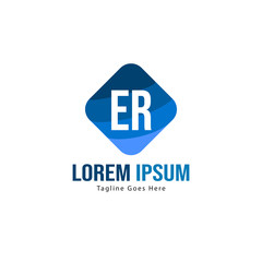 Fototapeta premium Initial ER logo template with modern frame. Minimalist ER letter logo vector illustration