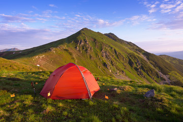 Wild camping in Carpathians. Muntii Rodnei National Park, Romania
