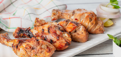 grilled chicken with vegetables on plate