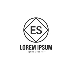 Initial ES logo template with modern frame. Minimalist ES letter logo vector illustration