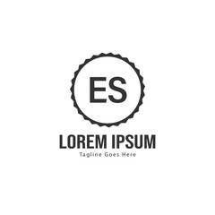 Initial ES logo template with modern frame. Minimalist ES letter logo vector illustration