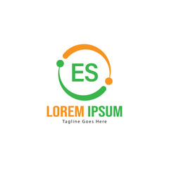 Initial ES logo template with modern frame. Minimalist ES letter logo vector illustration