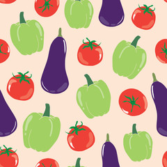 Seamless pattern design with vegetables on off-white background. vector illustration for fabric print, wrapping paper