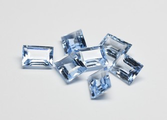 Aquamarine facet cut gemstones