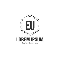 Initial EU logo template with modern frame. Minimalist EU letter logo vector illustration