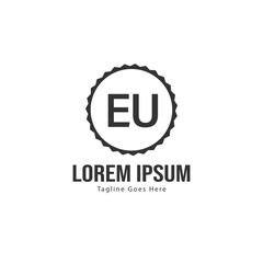 Initial EU logo template with modern frame. Minimalist EU letter logo vector illustration