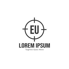 Initial EU logo template with modern frame. Minimalist EU letter logo vector illustration
