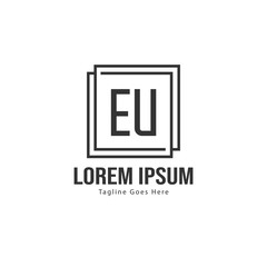 Obraz premium Initial EU logo template with modern frame. Minimalist EU letter logo vector illustration