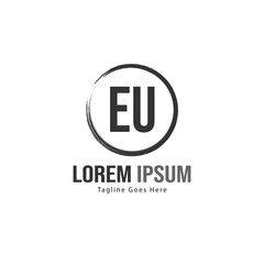 Initial EU logo template with modern frame. Minimalist EU letter logo vector illustration