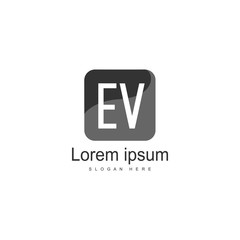 Fototapeta premium Initial EV logo template with modern frame. Minimalist EV letter logo vector illustration