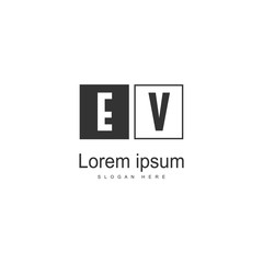Obraz premium Initial EV logo template with modern frame. Minimalist EV letter logo vector illustration