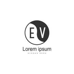Initial EV logo template with modern frame. Minimalist EV letter logo vector illustration
