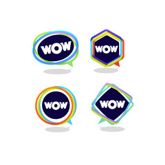 modern, vibrant and bright speech bubbles with emotional wow word