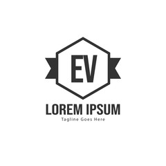Initial EV logo template with modern frame. Minimalist EV letter logo vector illustration