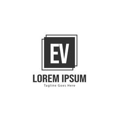 Obraz premium Initial EV logo template with modern frame. Minimalist EV letter logo vector illustration