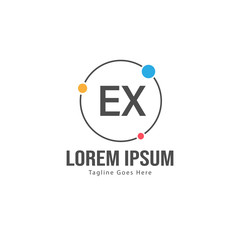 Initial EX logo template with modern frame. Minimalist EX letter logo vector illustration