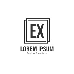 Initial EX logo template with modern frame. Minimalist EX letter logo vector illustration