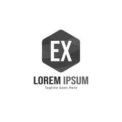 Initial EX logo template with modern frame. Minimalist EX letter logo vector illustration