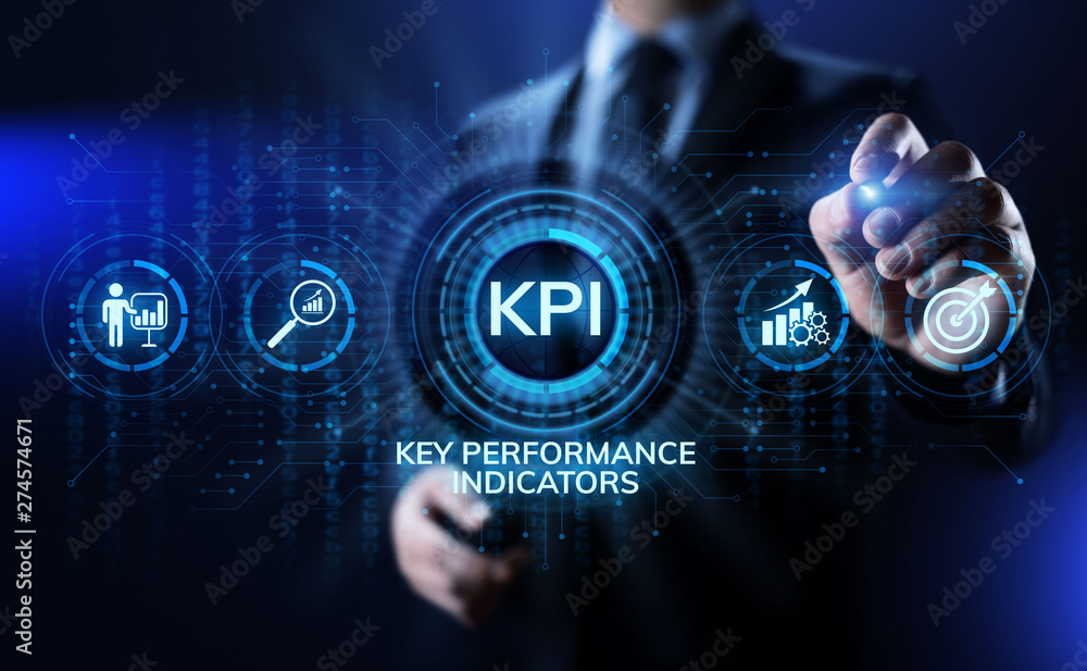 Poster kpi key performance indicator business and industrial analysis concept on screen.