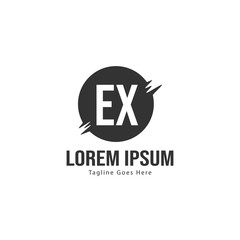 Initial EX logo template with modern frame. Minimalist EX letter logo vector illustration