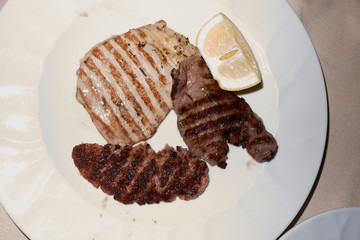 Chicken steak and sausage