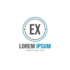 Obraz premium Initial EX logo template with modern frame. Minimalist EX letter logo vector illustration