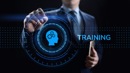 Training webinar Business development education concept on screen.