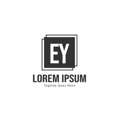 Initial EY logo template with modern frame. Minimalist EY letter logo vector illustration