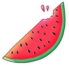 Ripe watermelon in cartoon style.