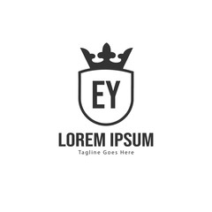Initial EY logo template with modern frame. Minimalist EY letter logo vector illustration