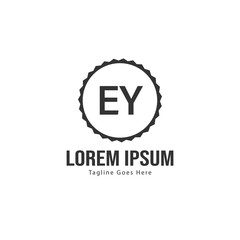 Initial EY logo template with modern frame. Minimalist EY letter logo vector illustration