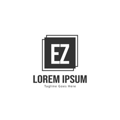 Initial EZ logo template with modern frame. Minimalist EZ letter logo vector illustration