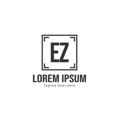 Initial EZ logo template with modern frame. Minimalist EZ letter logo vector illustration