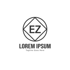 Initial EZ logo template with modern frame. Minimalist EZ letter logo vector illustration
