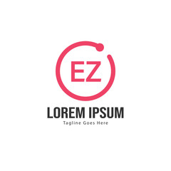 Initial EZ logo template with modern frame. Minimalist EZ letter logo vector illustration