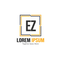 Initial EZ logo template with modern frame. Minimalist EZ letter logo vector illustration