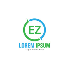 Initial EZ logo template with modern frame. Minimalist EZ letter logo vector illustration