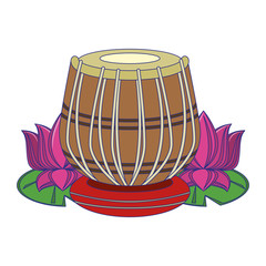 Indian tabla drums with lotus flower blue lines